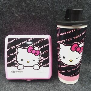 Tupperware  Hello Kitty "Bowtastic" Lunch Set Sandwich Box & Tumbler‎ Sassy Wink